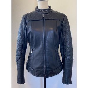 Black Womens leather moto fashion jacket